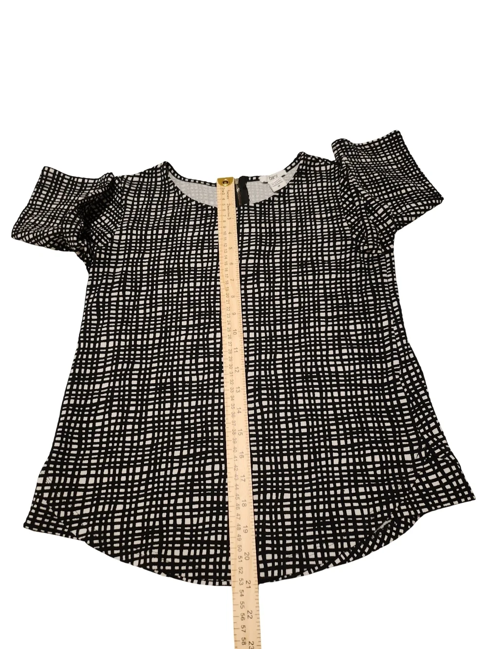 Bar III Black and White Grid Print Blouse - Picture 3 of 7
